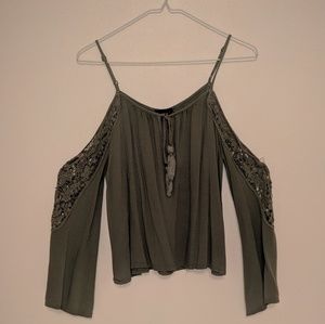 Green off the shoulder green blouse